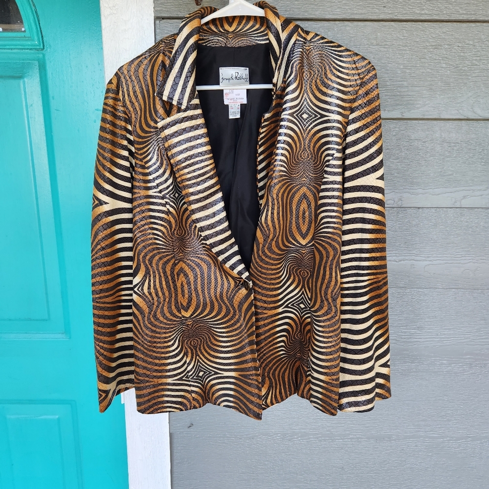 Joseph Ribkoff Black and Brown Patterned Jacket Size 10